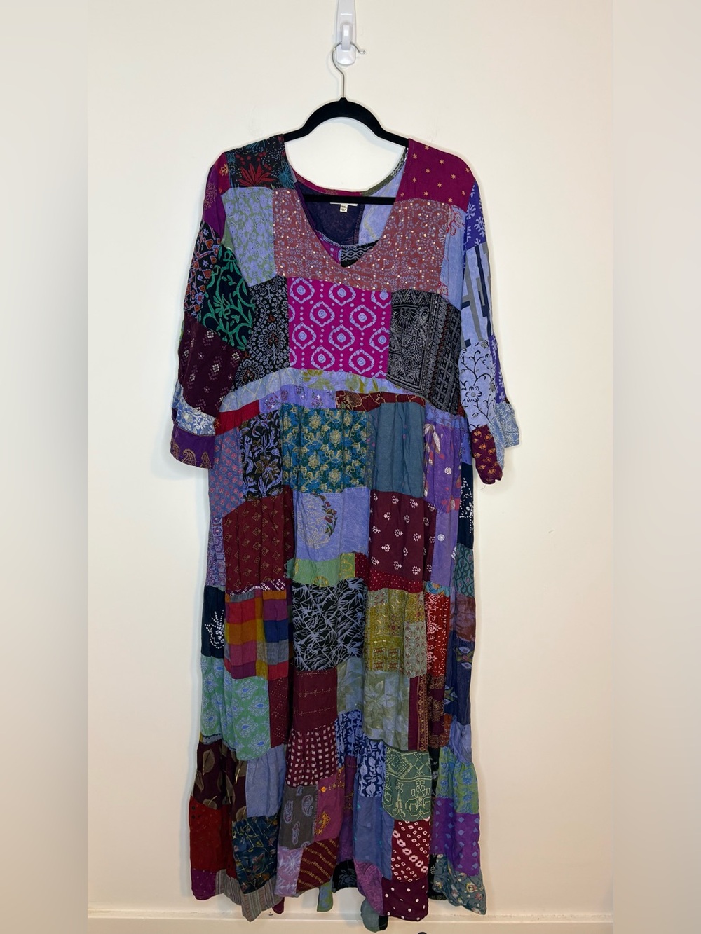 EarthBound Boho Patchwork Maxi Dress in Purple & Multicolor Size XXL